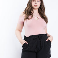 Curve Breezy Summer Shorts Plus Size Bottoms Black 1XL -2020AVE