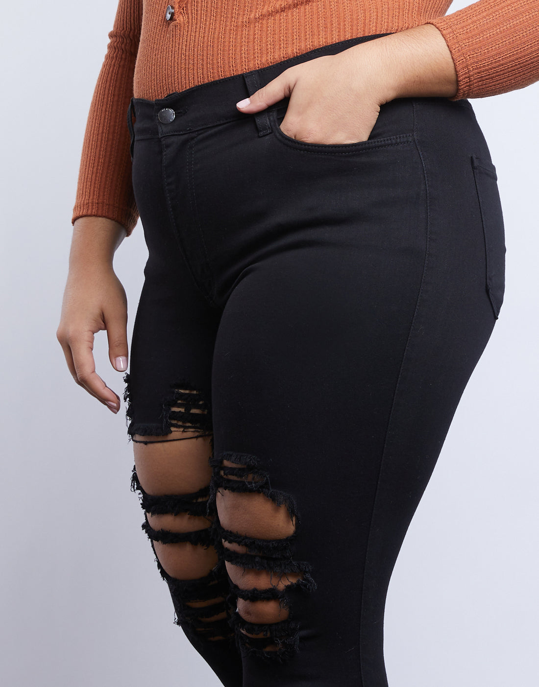 Curve Cassidy Distressed Jeans Plus Size Bottoms -2020AVE