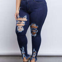 Curve Cassidy Distressed Jeans Plus Size Bottoms -2020AVE