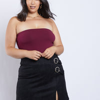 Curve Clair Strapless Bodysuit Plus Size Tops Burgundy 1XL -2020AVE