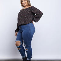 Curve Darling Dainty Floral Print Top Plus Size Tops -2020AVE