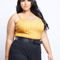 Curve Day Trip Striped Tank Plus Size Tops Mustard 1XL -2020AVE