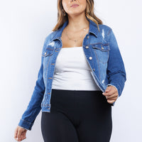 Curve Dreamy Denim Jacket Plus Size Outerwear -2020AVE