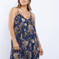 Curve Dreamy Girl Paisley Dress Plus Size Dresses Navy 1XL -2020AVE