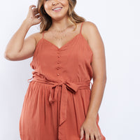 Curve Effortless Woven Romper Plus Size Rompers + Jumpsuits Rust 1XL -2020AVE