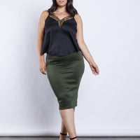 Curve Essential Bodycon Skirt Plus Size Bottoms Olive 1XL -2020AVE