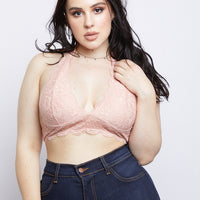 Curve Floral Halter Bralette Plus Size Intimates Blush L/XL -2020AVE