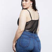 Curve Floral Lace Bodysuit Plus Size Tops -2020AVE