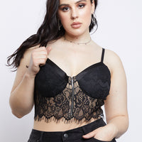 Curve Floral Lace Bodysuit Plus Size Tops Nude 1XL -2020AVE