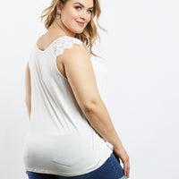 Curve Gillian Lace Sleeve Tee Plus Size Tops -2020AVE