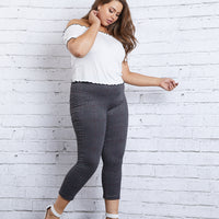 Curve Houndstooth Leggings Plus Size Bottoms Dark Gray 1XL -2020AVE