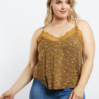 Curve Isabella Floral Cami Plus Size Tops Cinnamon 1XL -2020AVE