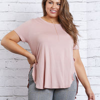 Curve Jamie Slit Tee Plus Size Tops Blush 1XL -2020AVE