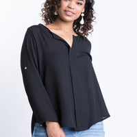 Curve Jasmine Flowy Blouse Plus Size Tops Black 1XL -2020AVE