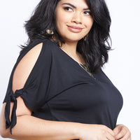 Curve Jolie Tie Sleeves Tee Plus Size Tops -2020AVE