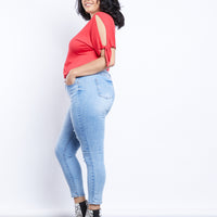 Curve Jolie Tie Sleeves Tee Plus Size Tops -2020AVE