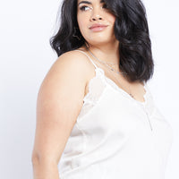 Curve Kai Lace Trim Cami Plus Size Tops -2020AVE