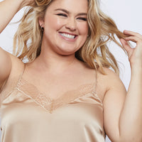 Curve Lace Trim Tank Plus Size Tops Taupe 1XL -2020AVE