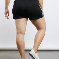 Curve Lacy Striped Sporty Shorts Plus Size Bottoms -2020AVE