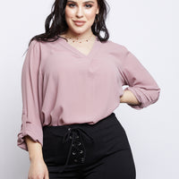 Curve Laid Back Chiffon Blouse Plus Size Tops Mauve XL -2020AVE
