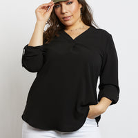 Curve Laid Back Chiffon Blouse Plus Size Tops Black 2XL -2020AVE