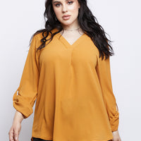 Curve Laid Back Chiffon Blouse Plus Size Tops Mustard XL -2020AVE
