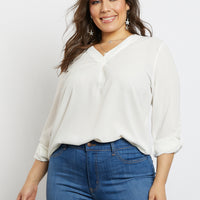 Curve Laid Back Chiffon Blouse Plus Size Tops Ivory XL -2020AVE