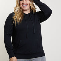 Curve Laid-Back Hoodie Plus Size Tops Black XL -2020AVE