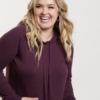 Curve Laid-Back Hoodie Plus Size Tops Plum 1XL -2020AVE