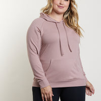 Curve Laid-Back Hoodie Plus Size Tops Mauve 1XL -2020AVE
