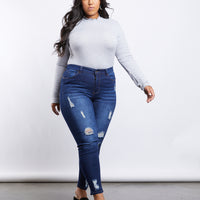 Curve Lilia Ripped Jeans Plus Size Bottoms Dark Blue 14 -2020AVE