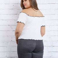 Curve Making Waves Off The Shoulder Top Plus Size Tops -2020AVE