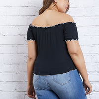 Curve Making Waves Off The Shoulder Top Plus Size Tops -2020AVE