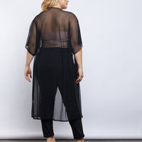 Curve Mesh Overlay Cardigan Plus Size Outerwear -2020AVE