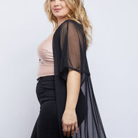 Curve Mesh Overlay Cardigan Plus Size Outerwear -2020AVE