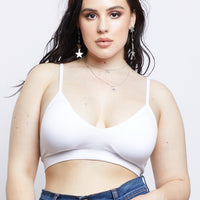 Curve Padded V-Neck Bra Plus Size Intimates White One Size -2020AVE