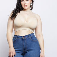 Curve Padded V-Neck Bra Plus Size Intimates Nude One Size -2020AVE