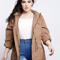 Curve Passenger Cargo Jacket Plus Size Outerwear Mocha 1XL -2020AVE