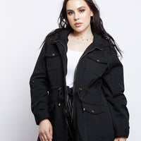 Curve Passenger Cargo Jacket Plus Size Outerwear Black 1XL -2020AVE