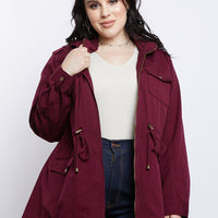 Curve Passenger Cargo Jacket Plus Size Outerwear Burgundy 1XL -2020AVE