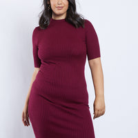Curve Phoebe Sweater Dress Plus Size Dresses Burgundy 1XL -2020AVE