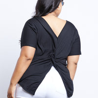 Curve Plain and Simple Twist Back Tee Plus Size Tops -2020AVE