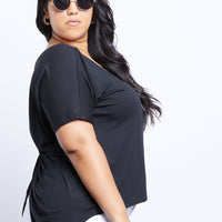 Curve Plain and Simple Twist Back Tee Plus Size Tops -2020AVE
