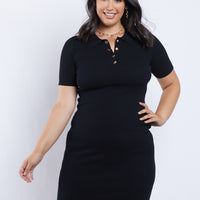 Curve Polo Dress Plus Size Dresses Black 1XL -2020AVE