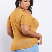 Curve Renee Cold Shoulder Knit Top Plus Size Tops -2020AVE