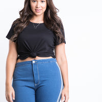 Curve Ribbed Side Slit Top Plus Size Tops -2020AVE