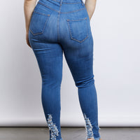 Curve Ripped Blue Jeans Plus Size Bottoms -2020AVE