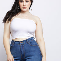 Curve Sadie Bandeau Tube Top Plus Size Tops White One Size -2020AVE