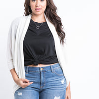 Curve See Right Through Me Cardigan Plus Size Outerwear Ivory 1XL -2020AVE