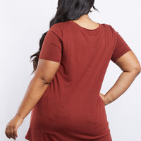 Curve Simple Button Up Tee Plus Size Tops -2020AVE